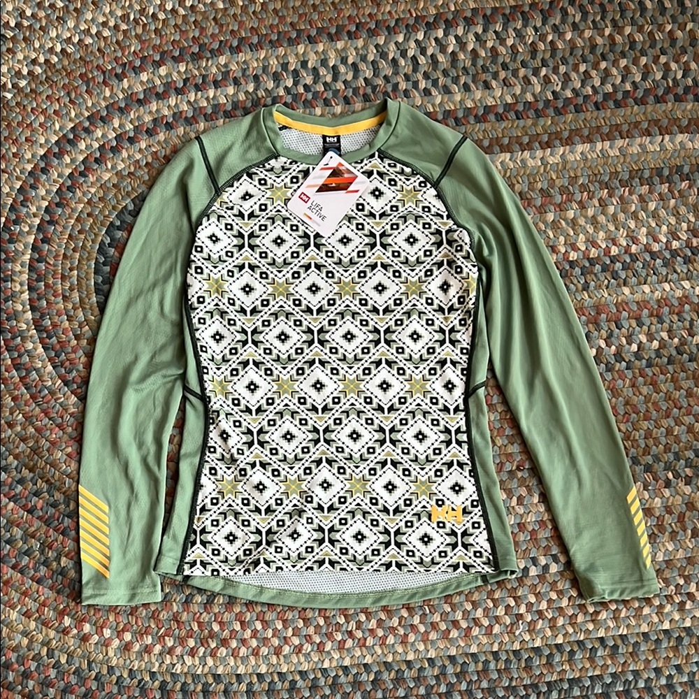 Helly Hansen Green and Black Long Sleeve Top
